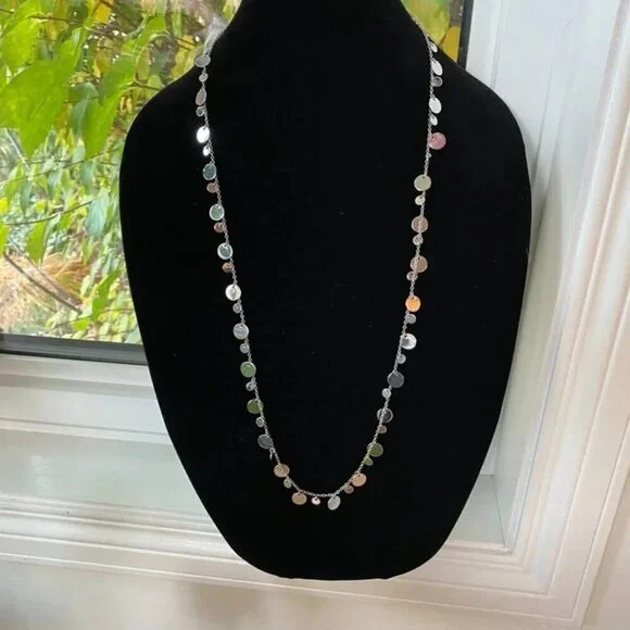 Lia Sophia Retired Panorama Mirror Tassel Wrap Necklace in Gunmetal Grey Long - Picture 7 of 7